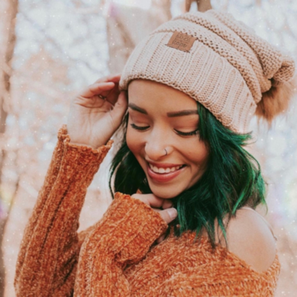 Tan Pom Pom Beanie NWT